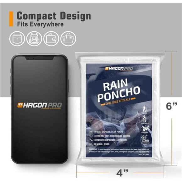 Disposable Rain Ponchos for Adults (5 Pack) - Picture 5 of 8